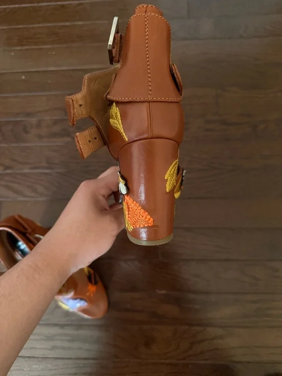 Laurence Dacade Brown Leather Floral Sandals Size 37 - Picture 9 of 11